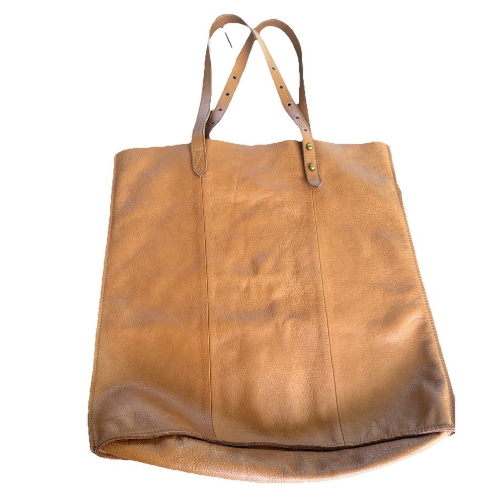 Madewell McCarren Leather Tote Caramel Shoulder Bag Double Strap Minimalist - Picture 3 of 7